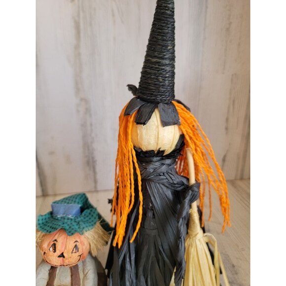 Halloween witch jack-o'-lantern scarecrow vintage Unique home decor - Picture 2 of 10